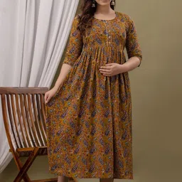 Tulsiram Ethnic Motifs Printed Maternity Fit & Flare Midi Dress-picture-33