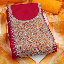 MANVAA Ethnic Motifs Embroidered Sequinned Unstitched Dress Material image 2