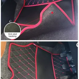 Elegant Luxury Leatherette Black & Red Carpet Car Mat Compatible With Mahindra Scorpio N image 3