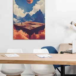 Craftnest creations White & Blue Single Piece Canvas Abstract Wall Paintings image 2