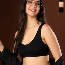 PAAVKI Hosiery Pack of 3 Seemless Non Padded Full Coverage Broad Straps Bra-image-17