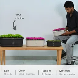 eha Set Of 2 Black & Off-White Textured PlantersPot image 4