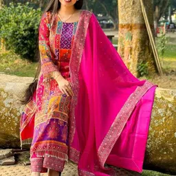 JAY NAGNATH FAB Printed Art Silk Kurta Sets image 4