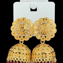 shreeji jewels Artificial Beadded Floral Shaped Jhumkas image 5