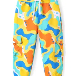 Babyhug Terry Knit Full Length Printed Lounge Pant With Cargo Pockets - Multicolor image 1