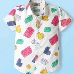 Dapper Dudes Half Sleeves Brick Game Printed Shirt - White-picture-11