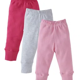 babywish Pack Of 3 Solid Pajamas - Pink Red & Grey image 3