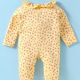 ToffyHouse 100% Cotton Knit Full Sleeves Romper with 3D Applique - Lemon Yellow image 2