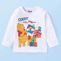 Babyhug Disney Single Jersey Knit Full Sleeves Night Suit with Winnie the Pooh Graphics -White & Yellow image 2