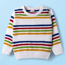 Babyhug Knit Full Sleeves Striped Pullover Sweater Set - Multicolor image 2