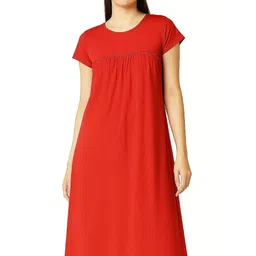 zebu Round Neck Half Sleeve Pure Cotton Nightdress-image-27
