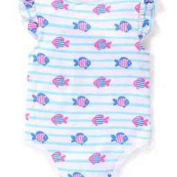 Babyhug 100% Cotton Knit Half Sleeves Onesies with Heart & Fish Print Pack of 3 - Multicolour image 3