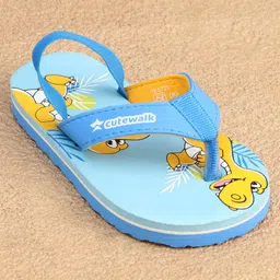 Cute Walk by Babyhug Flip Flops with Back Strap Dinosaur Print - Blue image 3