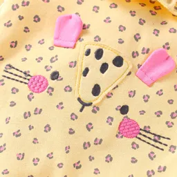 ToffyHouse 100% Cotton Knit Full Sleeves Romper with 3D Applique - Lemon Yellow image 3