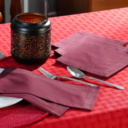 MASPAR Pink & White 6 Pieces Solid Pure Cotton Table Napkins-picture-22