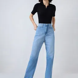 SPYKAR Women Straight Fit High-Rise Clean Look Heavy Fade Cotton Jeans image 4