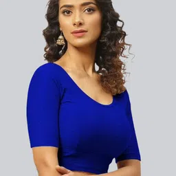 Fressia Fabrics Woven Design Round Neck Saree Blouse-image-12