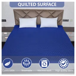 AVI 100% Waterproof & Dustproof Polyester Mattress Protector for Single Size Bed Mattress- with Elastic Bands (36" X 78", Navy Blue) image 4