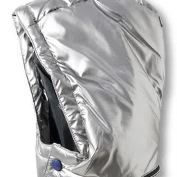 Pine Kids Woven Full Sleeves Solid Color Padded Jacket with Detachable Hood - Silver image 4