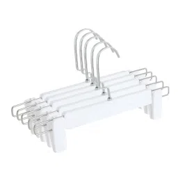 Kuber Industries Recycled Plastic Cloth Hanger with Chromed Plated Steel Hook White (Pack of 5) image 2