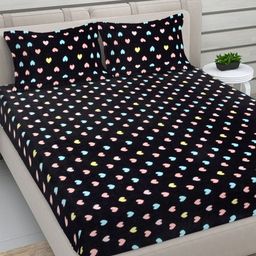 Myntra Elegant Homes Black & Pink Printed 300TC Woolen King Bedsheet Set 2.50 m x 2.25 m-picture-10