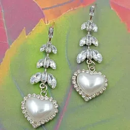 Shrim jewels Artificial Stones Studded Heart Shaped Drop Earrings image 5