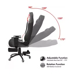 REKART Ergonomic Adjustable Revolving Office, Gaming Chair With Footrest (RGCF-2) Red, Black & White image 5