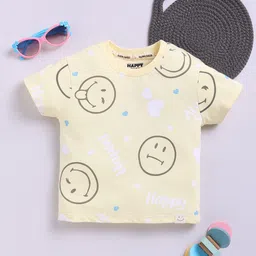 Happy Faces Girls Smiley Printed Pure Cotton T-shirt-picture-44