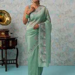 MIMOSA Floral Embroidered Banarasi Saree-picture-35