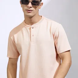 HIGHLANDER Men Henley Neck Textured Relaxed Fit Tshirt-picture-3