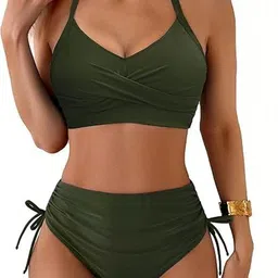 Toomley Twist-Front Tie-Up V-Neck Stretchable Swim Bikini Set-picture-18