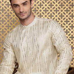 House of Pataudi Embellished Sequinned Jashn Kurta With Churidar-picture-28
