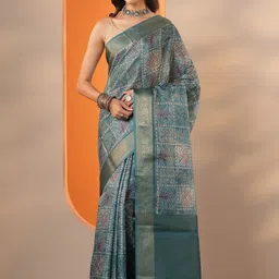 Libas Ethnic Motifs Zari Silk Blend Handloom Saree-picture-11