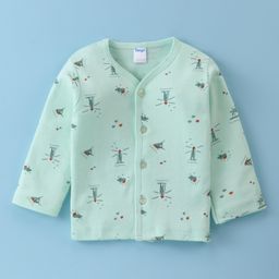 Tango Interlock Cotton Knit Full Sleeves Jhabla with Stars & Windmill Print - Green-picture-47