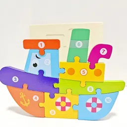 Urbane Chic Ship  Shape Wooden Puzzle for Kids Shape Toys - 10 Pieces-Multicolor-picture-38