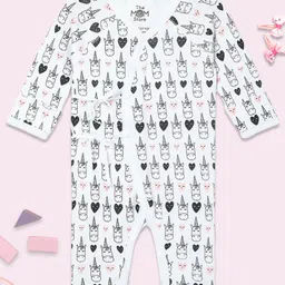 The Mom Store Cotton Full Sleeves Unicorns Printed Romper - White-picture-21