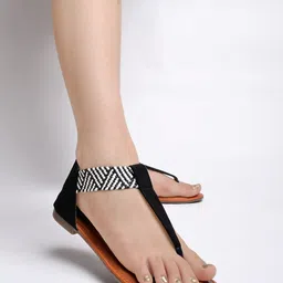 Shoetopia Abstract Designed Sandals - Black image 1