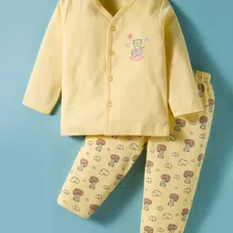 Tango Interlock Knit Full Sleeves Night Suit With Animal Print - Yellow-picture-26