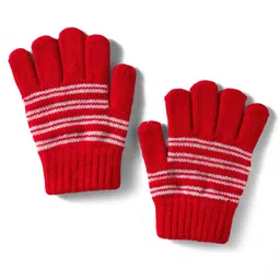 Model Knitted Striped Gloves - Red-picture-39