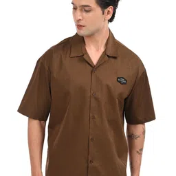 Estilocus Men Standard Oversized Fit Textured Cuban Collar Cotton Casual Shirt-image-7
