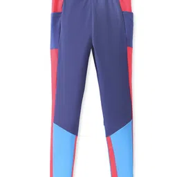 Pine Active Knit Full Length Super Stretch Leggings With Cut & Sew Design - Red & Blue image 2