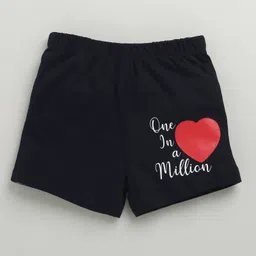 BUMZEE Cotton Pack Of 2 One In A Million Text & Hearts Printed Shorts - Navy Blue & Red image 3