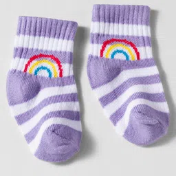 Doodle Poodle Cotton Knit Ankle Length Socks with Rainbow Design & Stripes Pack of 5 - Multicolor image 3