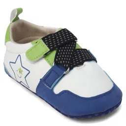 Cute Walk by Babyhug Booties With Velcro Closure - Light Blue image 3