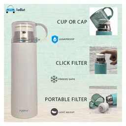 FunBlast Double Wall Vacuum Insulated Leak Proof Sipper Bottle Cream - 520 ml image 4