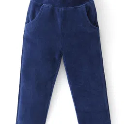 Babyhug Single Jersey Knit Full Sleeves Top & Leggings Set with Floral Print & Frill Detailing - Navy Blue image 4