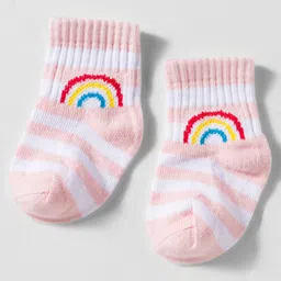 Doodle Poodle Cotton Knit Ankle Length Socks with Rainbow Design & Stripes Pack of 5 - Multicolor image 4