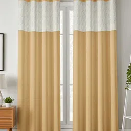 Aura Beige & White Set of 2 Black Out Long Door Curtain-picture-32