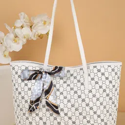 CORSICA Women Geometric Printed Shopper Bow Detail Tote Bag-image-0