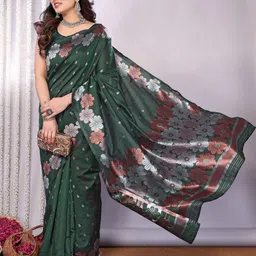ROOP SUNDARI SAREES Woven Design Floral Zari Pure Silk Banarasi Saree-picture-22